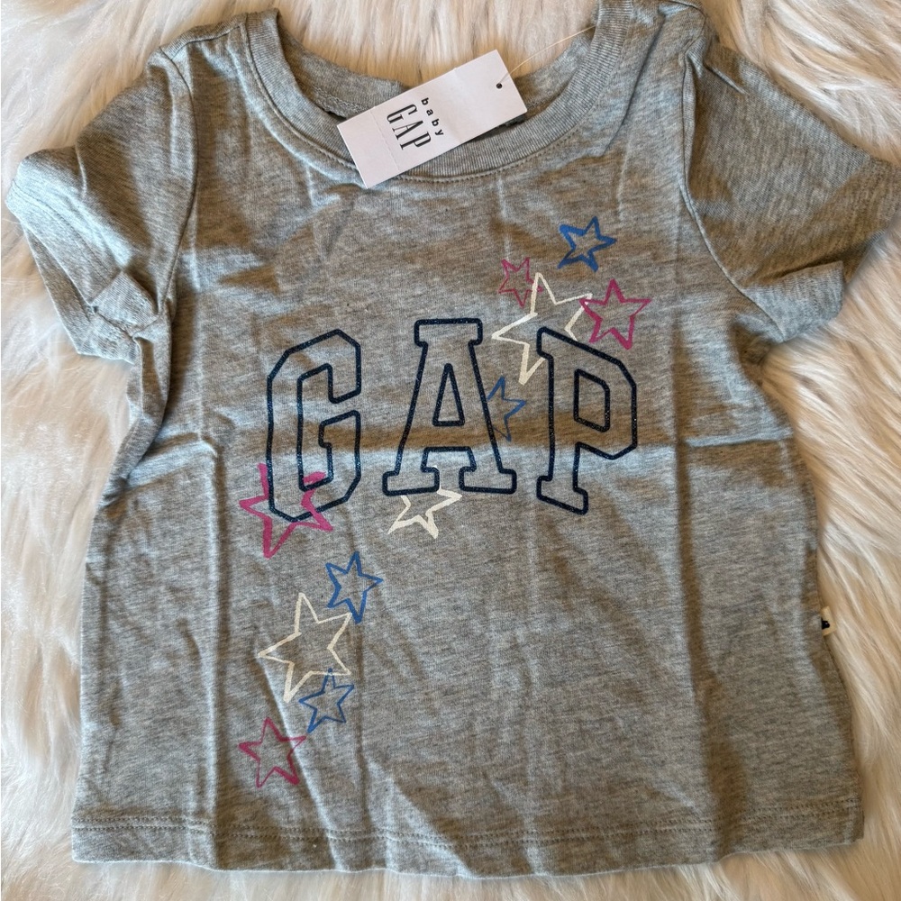 GAP Gray and Pink Short Sleeve Tee with Star Accents